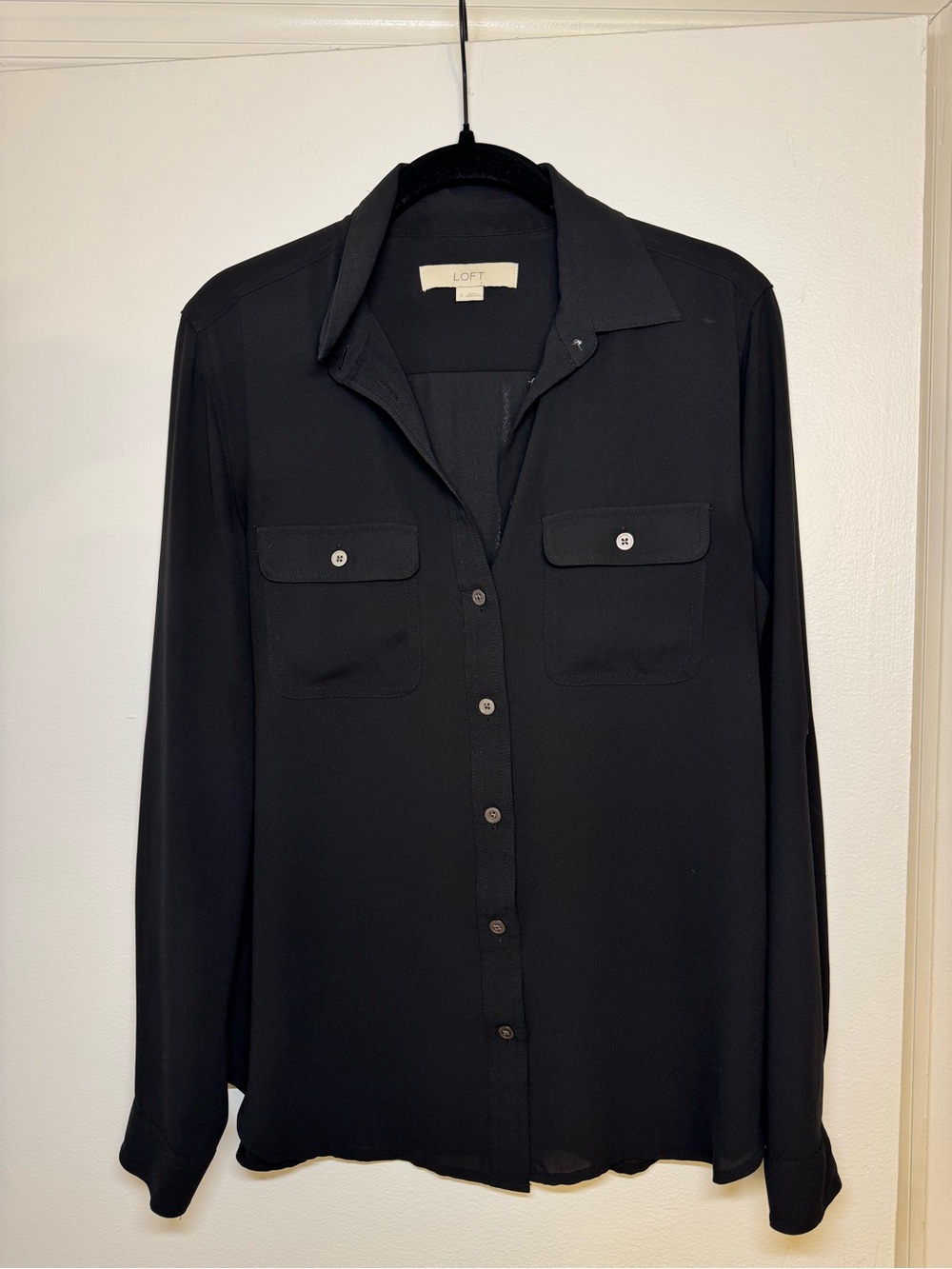 LOFT Black Men's Long-Sleeve Button-Down Shirt